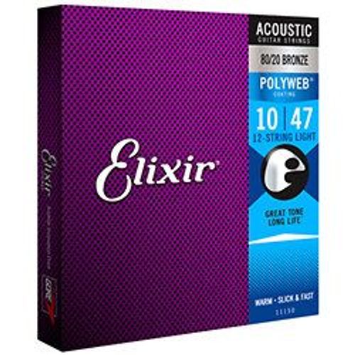 Elixir 11150 Polyweb Light 10-47 / 10-27 - Jeu 12 Cordes Guitare Acoustique