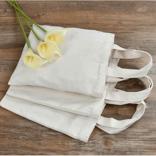 Sac en coton 5 pcs 23,5 x 26 cm - sac en tissu pour enfants-sac fourre-tout,sac cadeau pour peinture et impression Lavable (Beige)