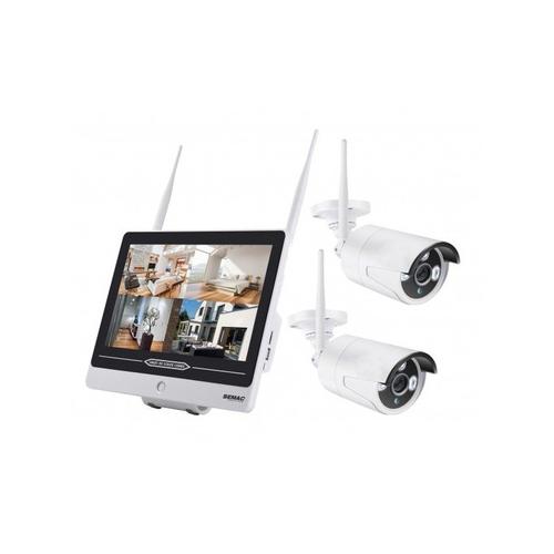 SEMAC Kit 2x Cameras PRO Vidéo Surveillance Full HD 1080p avec Ecran 12" 30cm Sans Fil