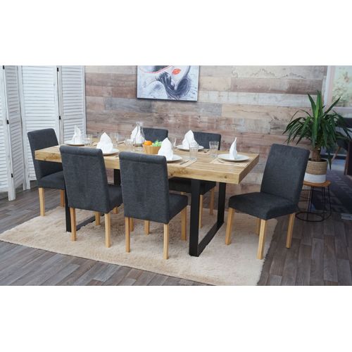 Lot De 6 Chaises De Séjour Littau   Tissu Gris Anthracite, Pieds Clairs