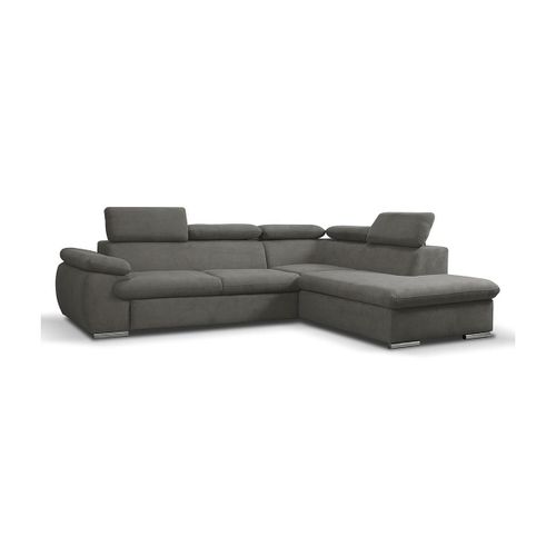 Canapé D'angle Convertible En Tissu Avec Coffre De Rangement Fabien - Anthracite - Angle Droit
