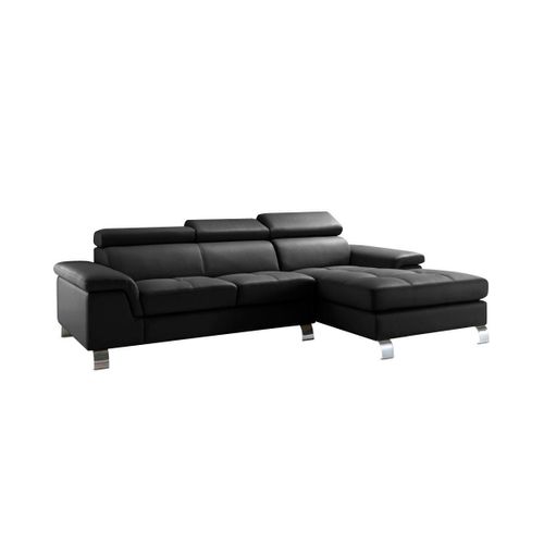Canapé D'angle Cuir Mishima - Noir - Angle Droit
