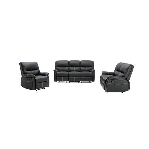 Canapés 3+2 Places Et Fauteuil Relax En Simili Noir Canby