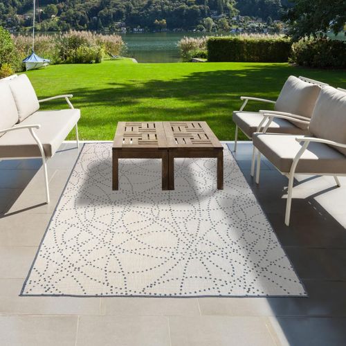 Tapis Extérieur, Kilim Reversible 120x170 Lyn2 Bj Reversible Bleu Et Blanc