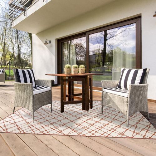 Tapis Extérieur, Kilim Reversible 120x170 Lyn2 Ac Reversible Marron Et Blanc