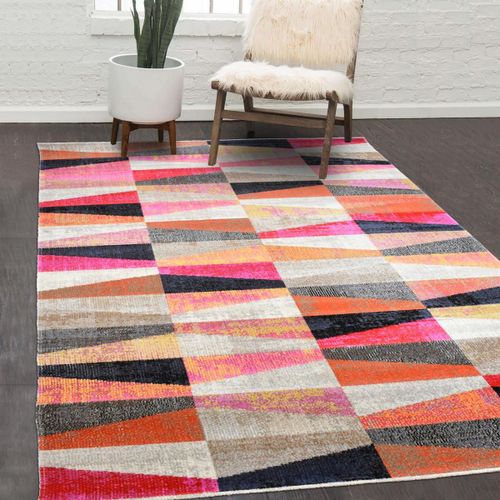 Tapis Extérieur 150x220 Tissé Kilim Rouge Et Beige Ext Conto