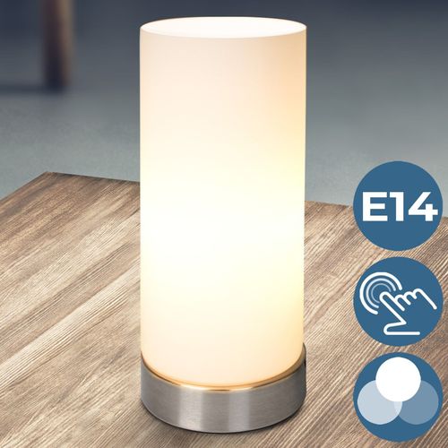 Jago® Lampe De Chevet Tactile - En Forme De Cylindre, Ampoule E14, Max. 40 W Ou Led Dimmable, Hauteur 25 Cm, 3 Niveaux D?Intensité - Lampe De Table, À Poser