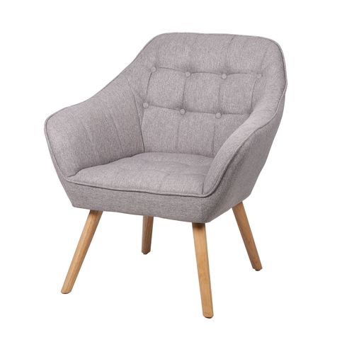 Fauteuil Oly En Tissu Avec Pieds En Bois - Gris Clair
