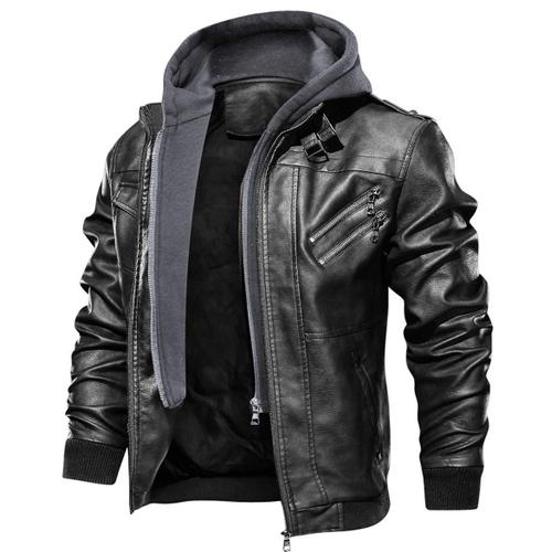 Hommes Veste En Cuir Moto Noir Outwear en cuir synthétique Manteaux Fashion Clothing 