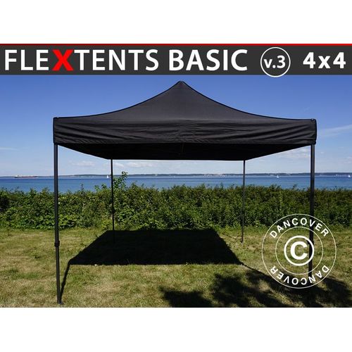 Tente Pliante Chapiteau Pliable Tonnelle Pliante Barnum Pliant Flextents Basic V.3, 4x4m Noir