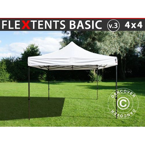 Tente Pliante Chapiteau Pliable Tonnelle Pliante Barnum Pliant Flextents Basic V.3, 4x4m Blanc
