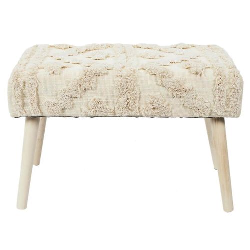 Skully - Banc Scandinave Beige Motifs Imitation Fourrure