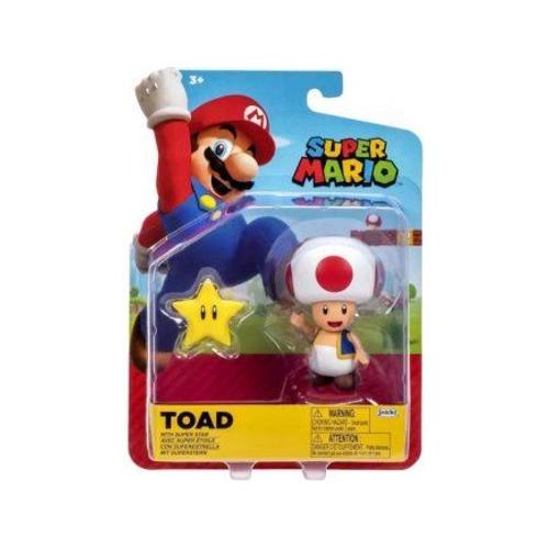 Figurine Super Mario : Toad Avec Super Etoile - Figurine Articule Collection 8 Cm - Enfant