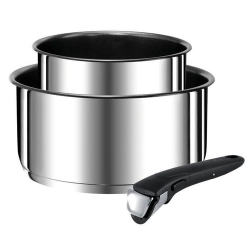 Tefal Set De 2 Casseroles Ingenio Preference + Poignees Amovible - Inox Induction
