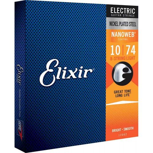 Elixir Nanoweb 12062 - Jeu De Cordes Light Guitare Électrique 8 Cordes - 10/74