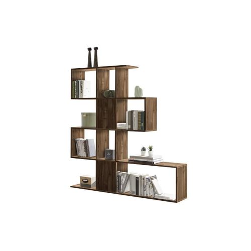 Bibliothèque Scandinave Séparateur Design Finition Noyer H147 Cm Como