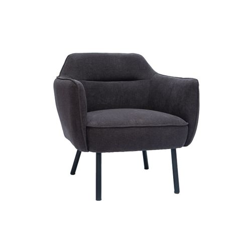 Fauteuil Design Tissu Effet Velours Gris Foncé Laurens