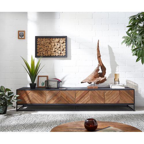 Table Tv Famke Mangue Teck 240 Cm 4 Portes Meuble Tv