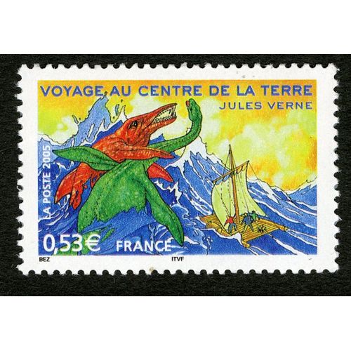 Timbre Oblitéré Voyage Au Centre De La Terre,Jules Verne,La Poste 2005,France,0,53e