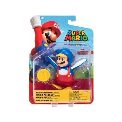 Figurine Super Mario : Mario Pingouin Avec Piece - Figurine Articule Collection 10 Cm - Enfant