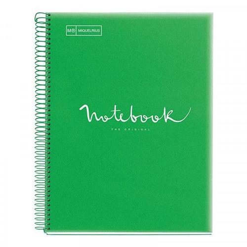 Cahier - A4 21x29,7(Cm) - Petits Carreaux - 80 Pages - Couverture En Polypro Vert - À Spirale - Notebook Miquelrius