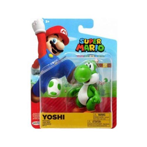 Figurine Super Mario : Dinosaure Yoshi Avec Oeuf Blanc Et Vert - Figurine Articule Collection 11 Cm - Enfant