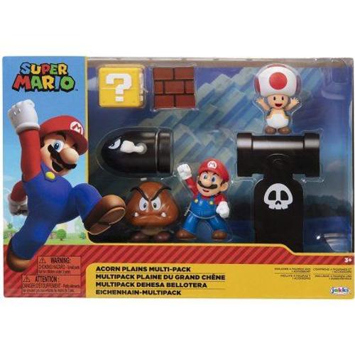 Coffret Super Mario : 4 Figurines (Mario Toad Bullet Bill Goomba) + 1 Accessoire - Figurine Collection - Plaine Grand Ch?Ne - Enfant