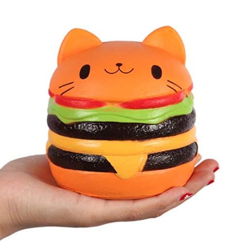 Couleur Orange Jouets Parfumés Pour Enfants, Visage De Chat Jumbo, Burger Squishy, Faux Pain, Pu, Doux, Lent, À Presser, Anti-Stress, Jouet Pour Bébés, Cadeau De Noël