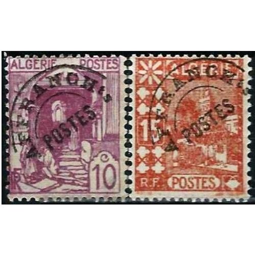 Algérie, Département Français 1926, Beaux Timbres Préoblitérés Yvert 9, Rue De La Kasbah 10c. Violet Et 10, Mosquée Sidi Abderahmane 15c. Brun Jaune.