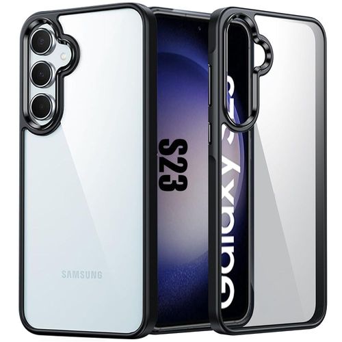 Coque Pour Samsung Galaxy S23, Protection Antichoc Dos Rigide Transparent Avec Bordure Silicone Noir - E.F.Connection