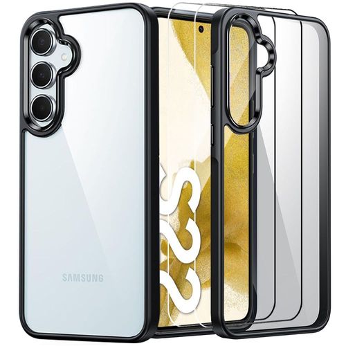 Coque + 2 Verres Trempés Pour Samsung Galaxy S22, Protection Antichoc Anti-Rayures Arrière Rigide Transparent - E.F.Connection