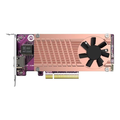 QNAP QM2-2P10G1TB - Contrôleur de stockage - M.2 - PCIe 3.0 x4 (NVMe) - profil bas - PCIe 3.0 x8 - pour QNAP TDS-H2489, TNS-H1083X-E2234, H1083X-E2236-16, TS-473, H1677, H2477, TVS-672, h1288