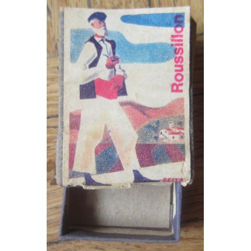 Boite D'allumettes Ancienne Bois Et Carton "Roussillon" 5/4/1,5cm