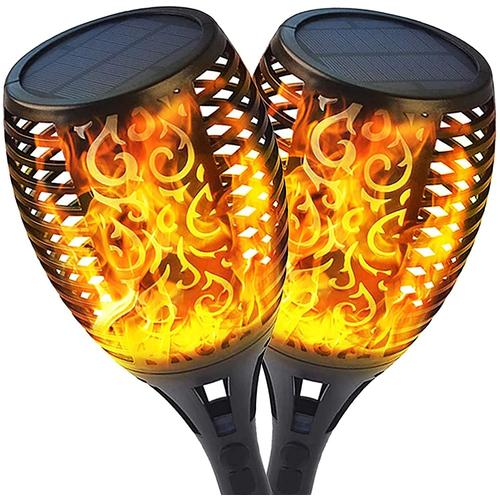 Lumières Flamme Solaire Exterieure - 2 Pack Etanche Lampe Torche Solaire,Jardin, Patio, Chemins, Pelouse