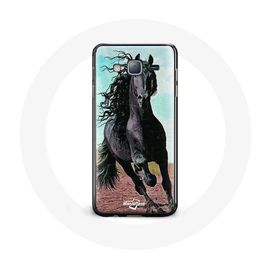 Coque Pour Samsung Galaxy J7 2016 Cheval Noir De La Race Frisonne