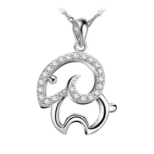 2015 Anne De Naissance De Bon Augure Du Mouton Cuivre Plaqu Argent Pendentif Fait Main Micro-Incrust Mouton Pendentif Collier Lvn5102