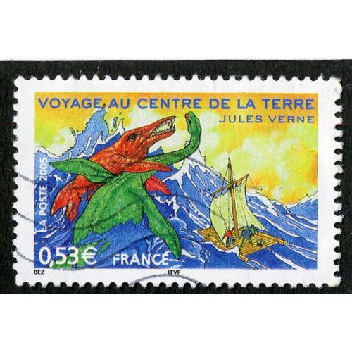 Timbre Oblitéré Voyage Au Centre De La Terre,Jules Verne,La Poste 2005,France,0,53e