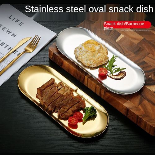 Assiette À Dessert En Acier Inoxydable, Or Argent De Style Nordique Assiette À Dessert Gâteau Aux Noix Assiette À Fruits Plateau À Serviettes Collation Assiette De Cuisine Pour Steak Occidental