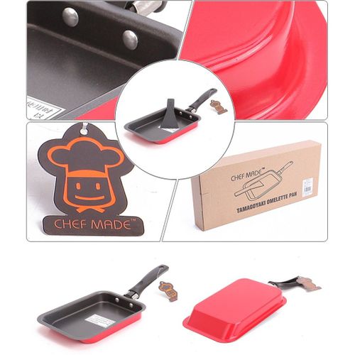 Poêle À Omelette Japonaise Antiadhésive Avec Spatule, Poêle À Omelette En Acier Au Carbone Rouge, Poêle À ¿Ufs Tamagoyaki, Ustensiles De Cuisine, 1 Pièce