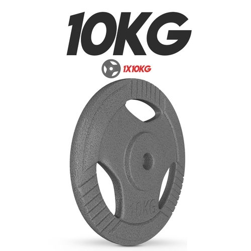 Physionics® Disque De Poids - 1x10 Kg, En Fonte, Ø31mm, Pour Barre Longue/Courte - Plaque De Poids, Fitness, Musculation