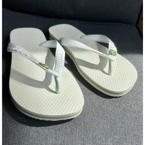 Havaianas - Tong Blanche - Logo Brazil Couleur, Typo Blanche