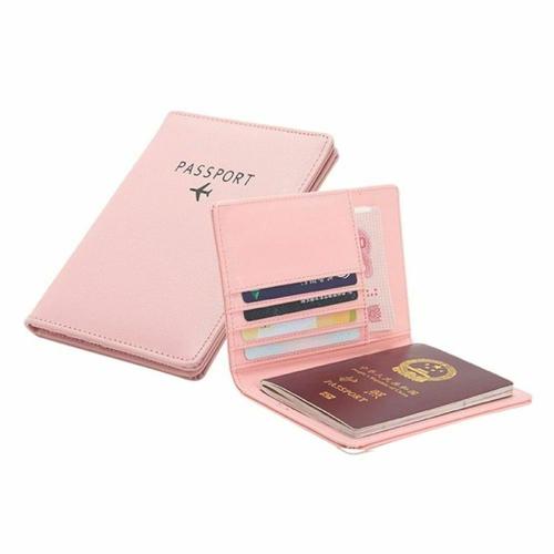 Porte-passeport en cuir PU, Rose