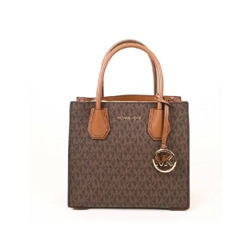 Michael Kors Sacs MICHAEL KORS MERCER MOYEN CUIR MARRON SIGNATURE MESSENGER CRO