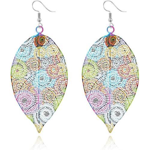 1 Paire Femme Alliage Métal Feuille Découpe Crochet Boucles D'oreilles Bijoux Fantaisie Femme Boucles D'oreilles Pendantes Fait Main Boho Super Léger Lustre Boucles D'oreilles Pendantes Plaqué Or