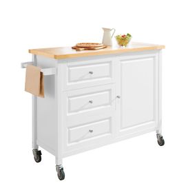 Sobuy Fkw106-Wn Desserte Roulante Chariot De Cuisine Meuble De Rangement À Roulettes Chariot De Service Buffet Multifonctionnelavec 1 Porte Et 3 Tiroirs