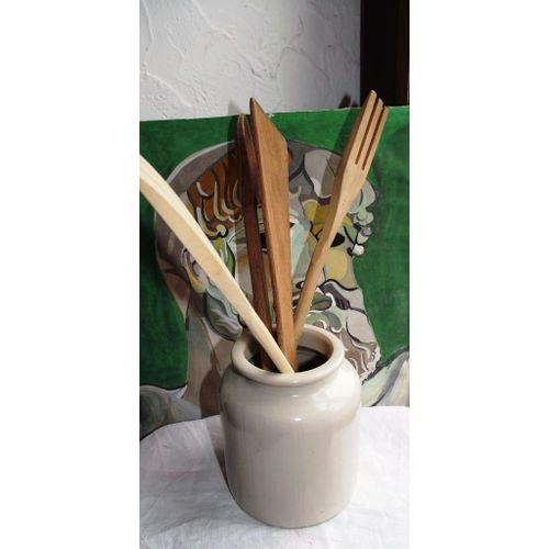 Pot Ancien Tourné Main En Grès Émaillé (Sans Les Couverts) Hauteur 12cm Diamètre 10cm .