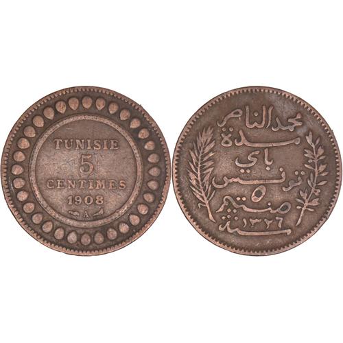 Tunisie - 1908 - 5 Centimes - Muhammad Al-Nasir V - Km#235 - 03-070