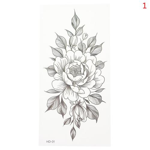 Autocollant De Tatouage Temporaire Pour Femmes, 1 Pièce, Faux Tatouage, Motif De Roses Noires, Motif Floral, Art Corporel, Mode 