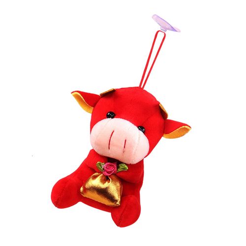 Figurines En Peluche De B¿Uf Rouge Du Zodiaque Chinois, Ornements Porte-Bonheur, Poupée En Peluche Pour Enfants, Cadeaux Du Nouvel An 2021, 10 Pièces