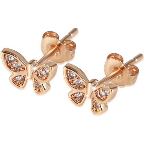 Boucles D'oreilles Or Rose Femme, 18k Carats Plaqué Grande Papillon Boucles Doreilles Clous Fantaisie Pendantes Boucle Doreille Hypoallergénique Or Boucles Doreille Clou Pour Femmes Filles